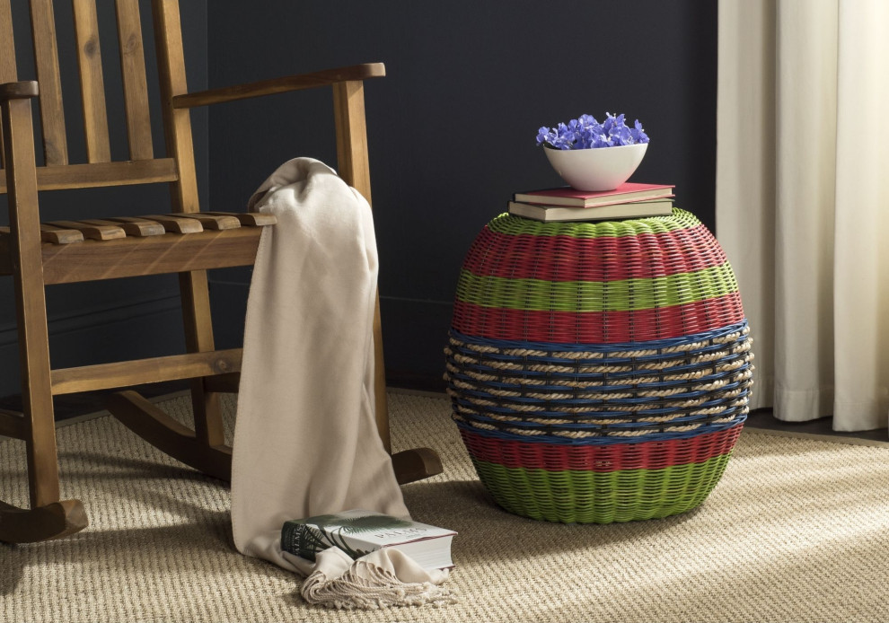 Nikos Wicker Barrel Stool   Beach Style   Side Tables And End Tables   by HedgeApple  Houzz