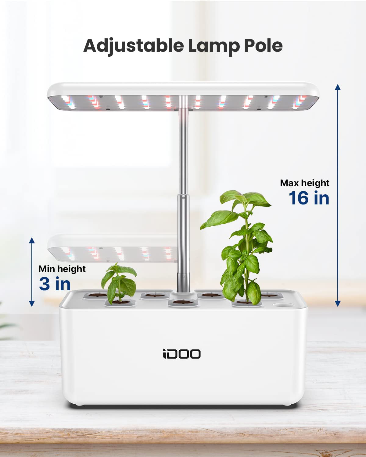 iDOO 7 Pods Indoor Garden Kit， Hydroponics Growing System， Smart Herb Garden Planter With LED Grow Light