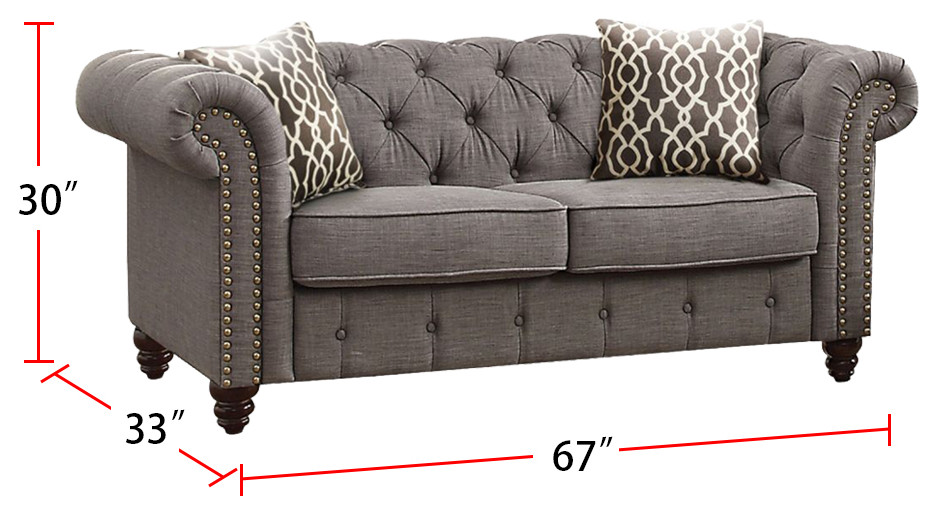 Linen loveseat with 2 Pillows   Traditional   Loveseats   by Simple Relax  Houzz