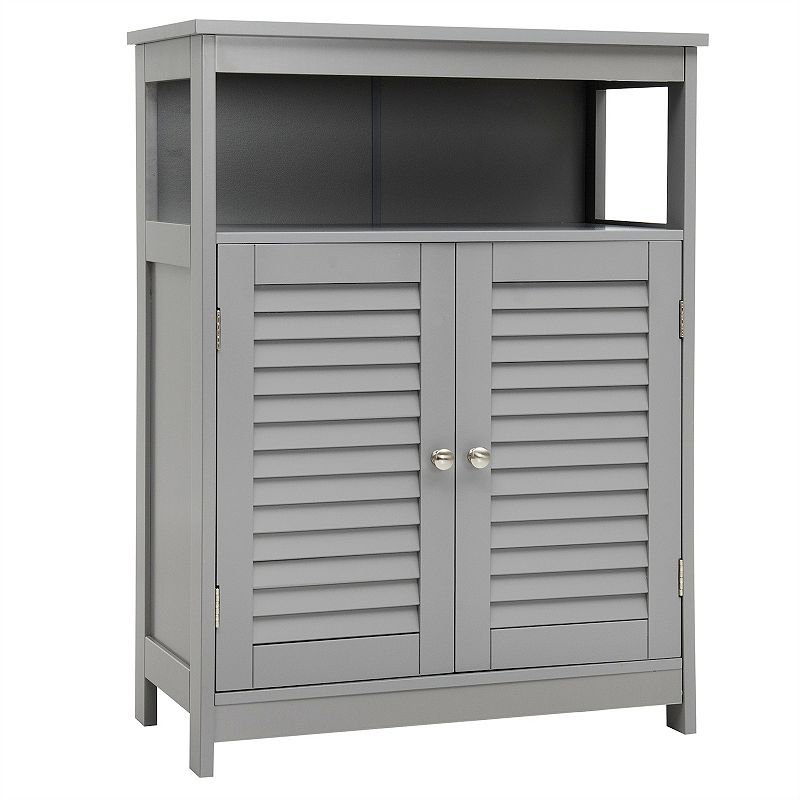 Wood Freestanding Bathroom Storage Cabinet With Double Shutter Door