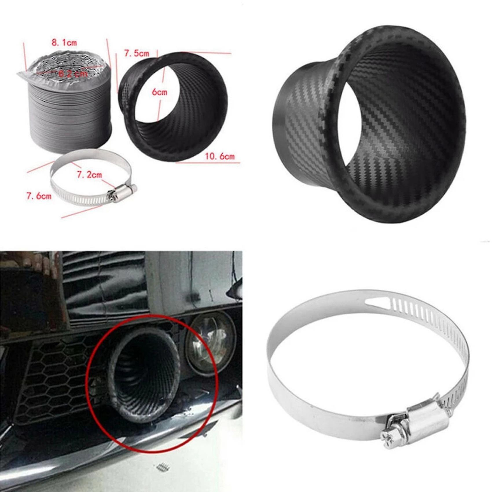 2 Set Car Front Bumper Turbo Air Intake Pipe Turbine Funnel Kit Carbon Fiber Style Auto Turbo Air I