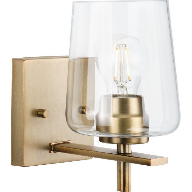 Progress Lighting Calais 1 light Wall Sconce Vintage Brass Clear Glass Shade