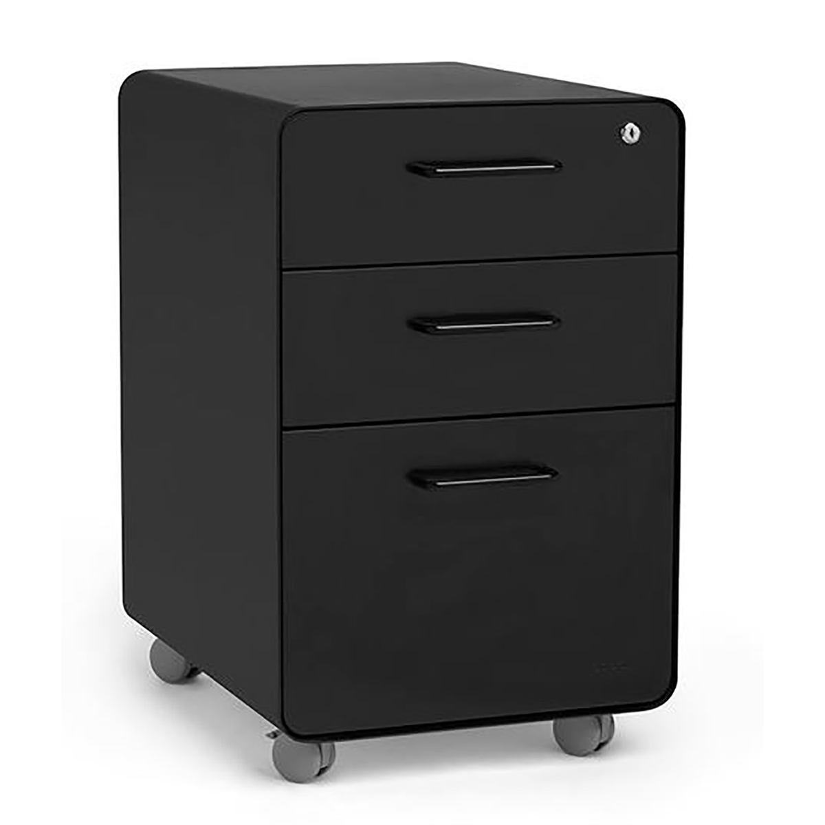 Poppin Matte Black 3Drawer Stow Locking Filing Cabinet