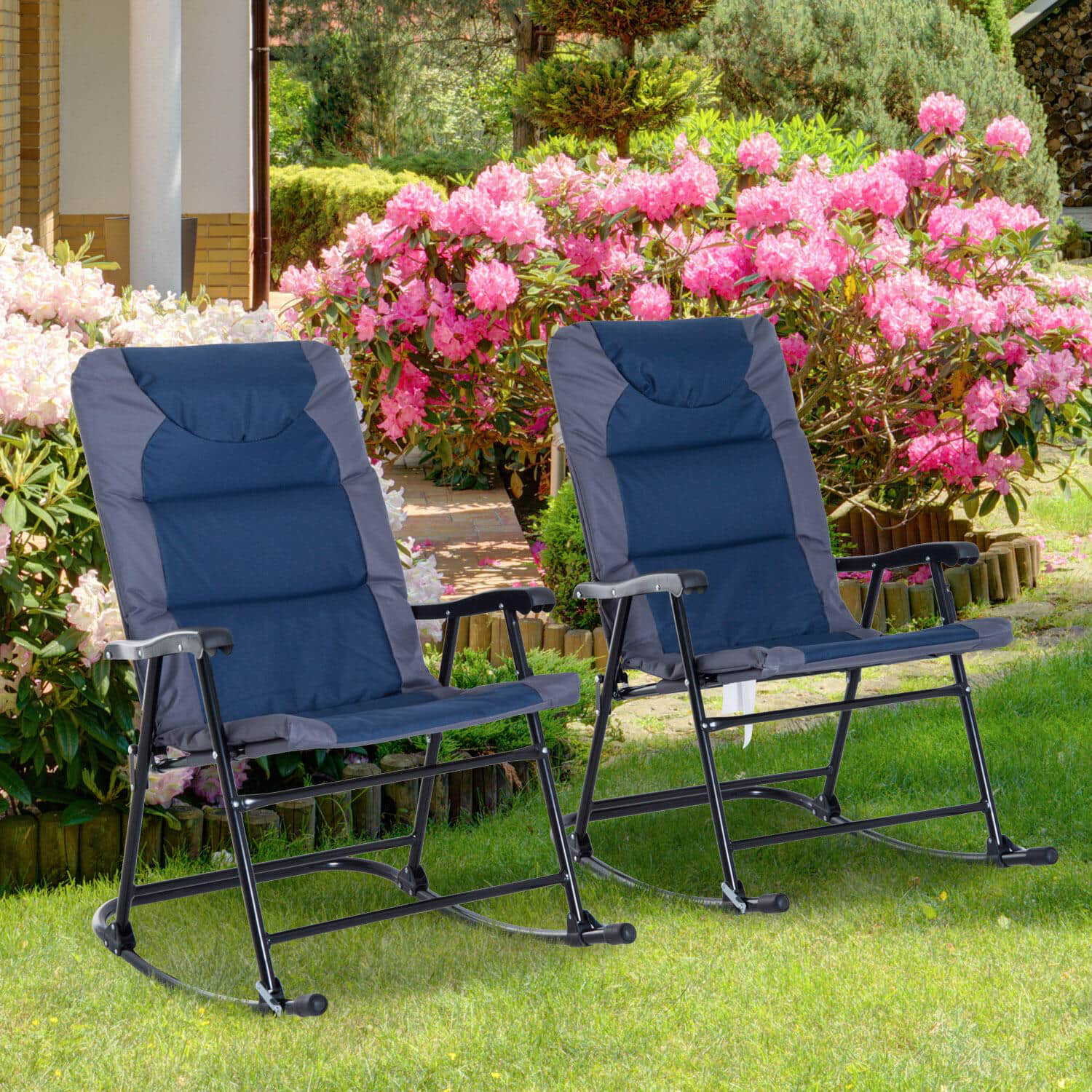 Outsunny Metal Outdoor Rocking Chair 2-Piece Set