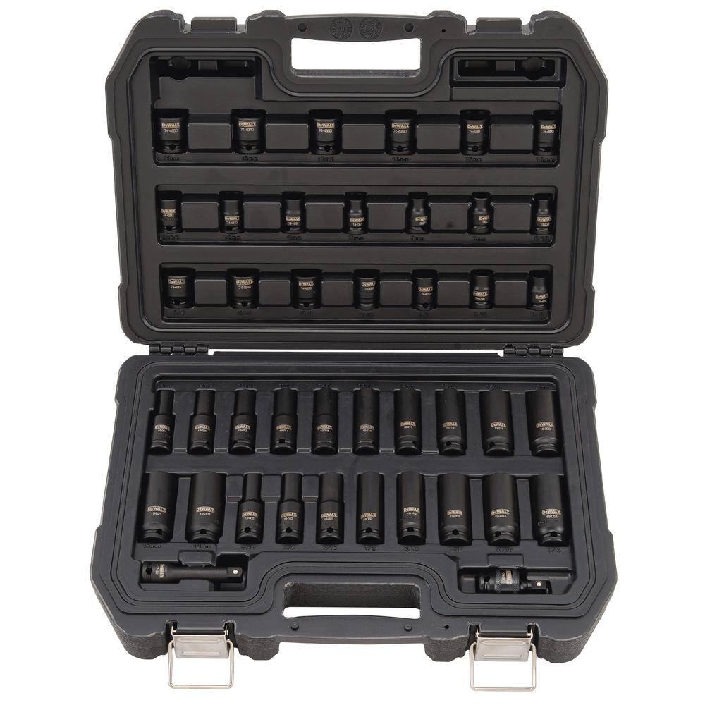 DW 38 in. Drive Impact Socket Set (42-Piece) and 38 in. Pneumatic Ratchet DWMT70776W19248