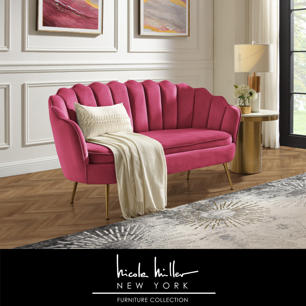 Nicole Miller Carmello Upholstered  Velvet   Midcentury   Loveseats   by Inspired Home  Houzz