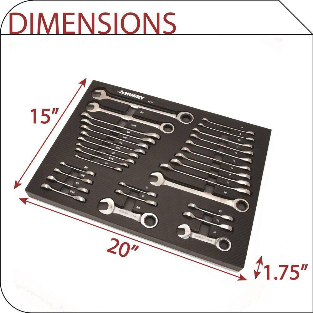 Husky SAE and Metric Ratcheting Wrench Set in EVA Tray (30-Piece) HRW30PCEVA