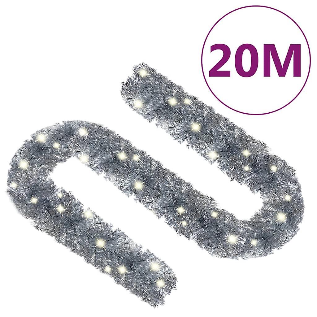 Vidaxl Christmas Garland With Led Lights 66 Ft Silver