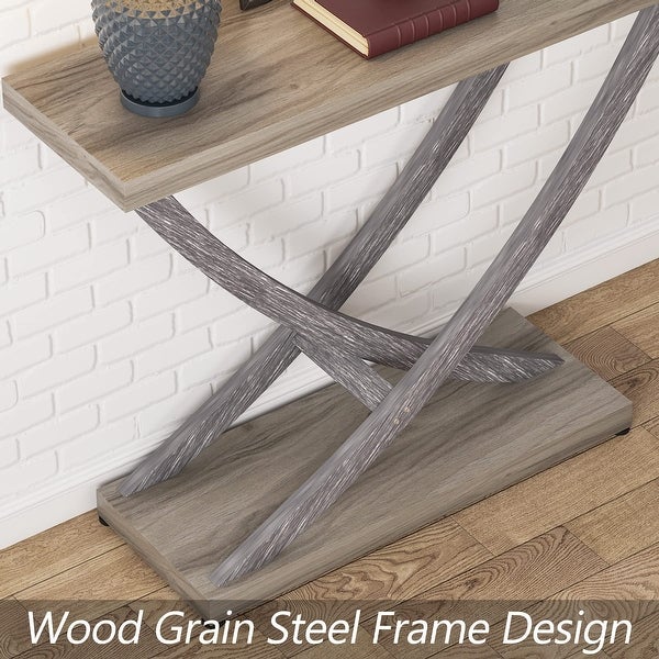 Farmhouse Gray Console Table for Entryway 35inch Wood Sofa Table for Living Room