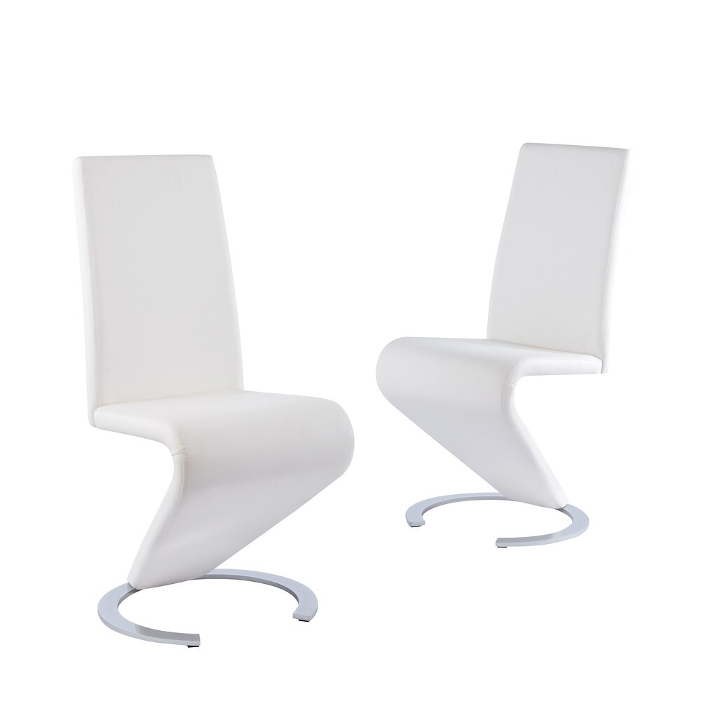 Set of 2 Leatherette Armless Dining Chair with Metal Legs