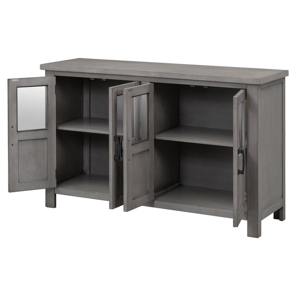 Featured Four door Storage Cabinet with Adjustable Shelf and Metal Handles