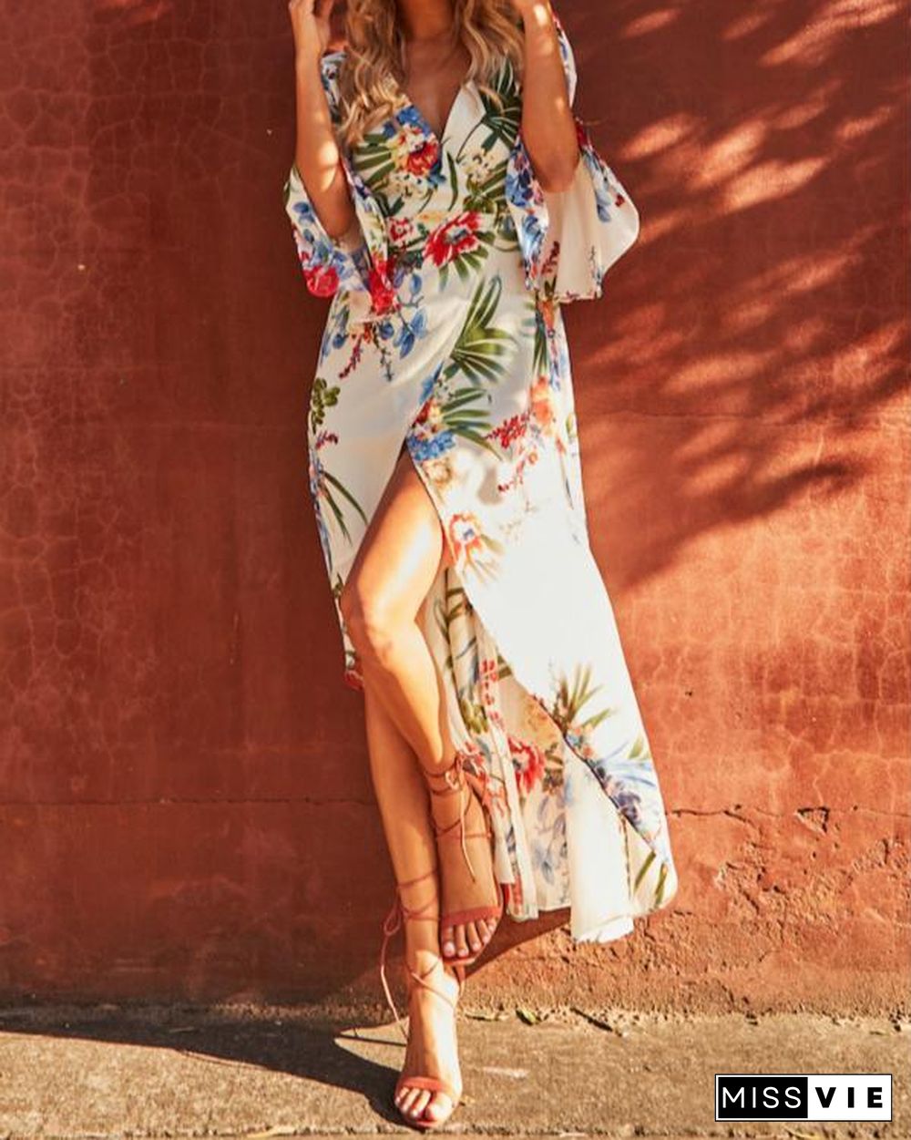 Sexy V-Collar Bohemian Floral Maxi Dress