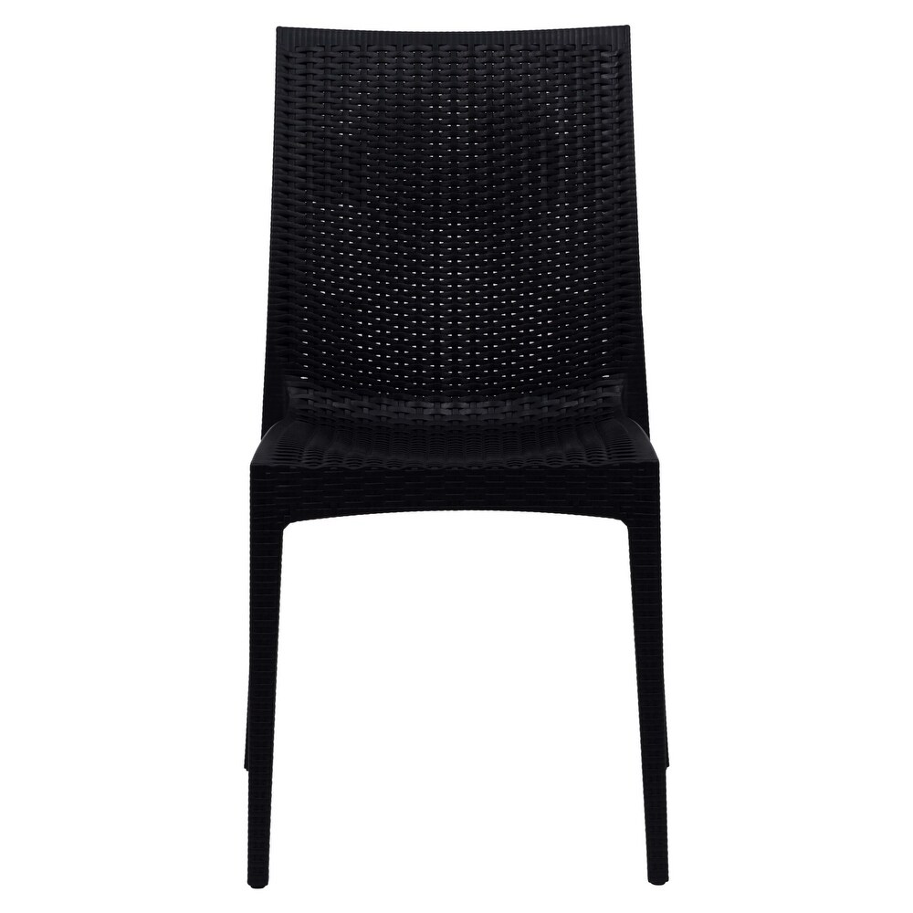 LeisureMod Mace Weave Design Outdoor Patio Dining Chair (Set of 2)