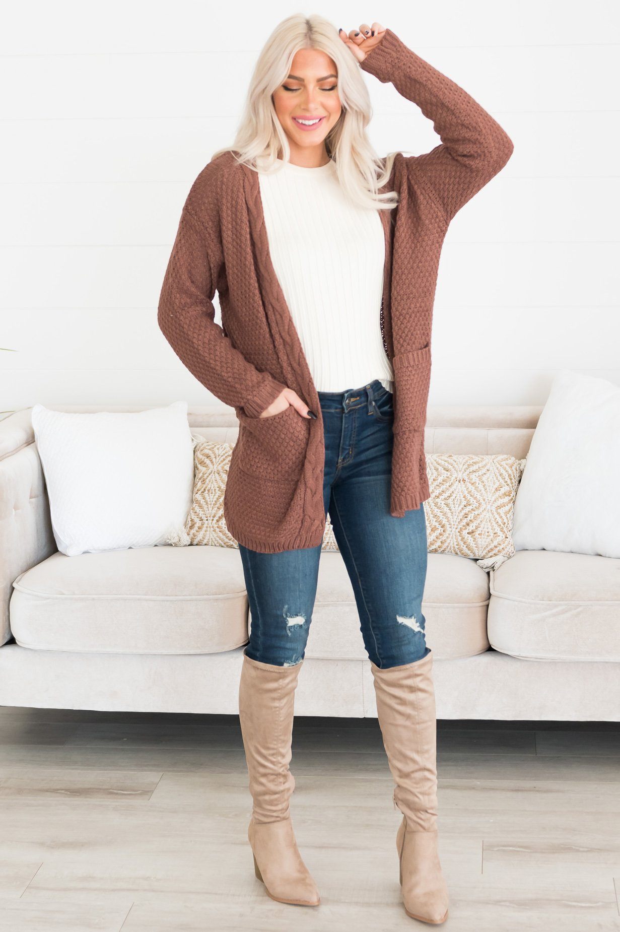 Warm & Cozy Modest Pocket Cardigan