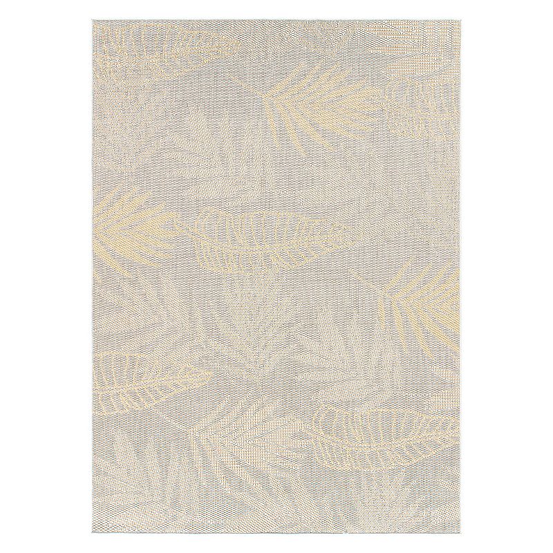 World Rug Gallery Contemporary Floral Leaves Indoor/Outdoor Waterproof Patio Area Rug