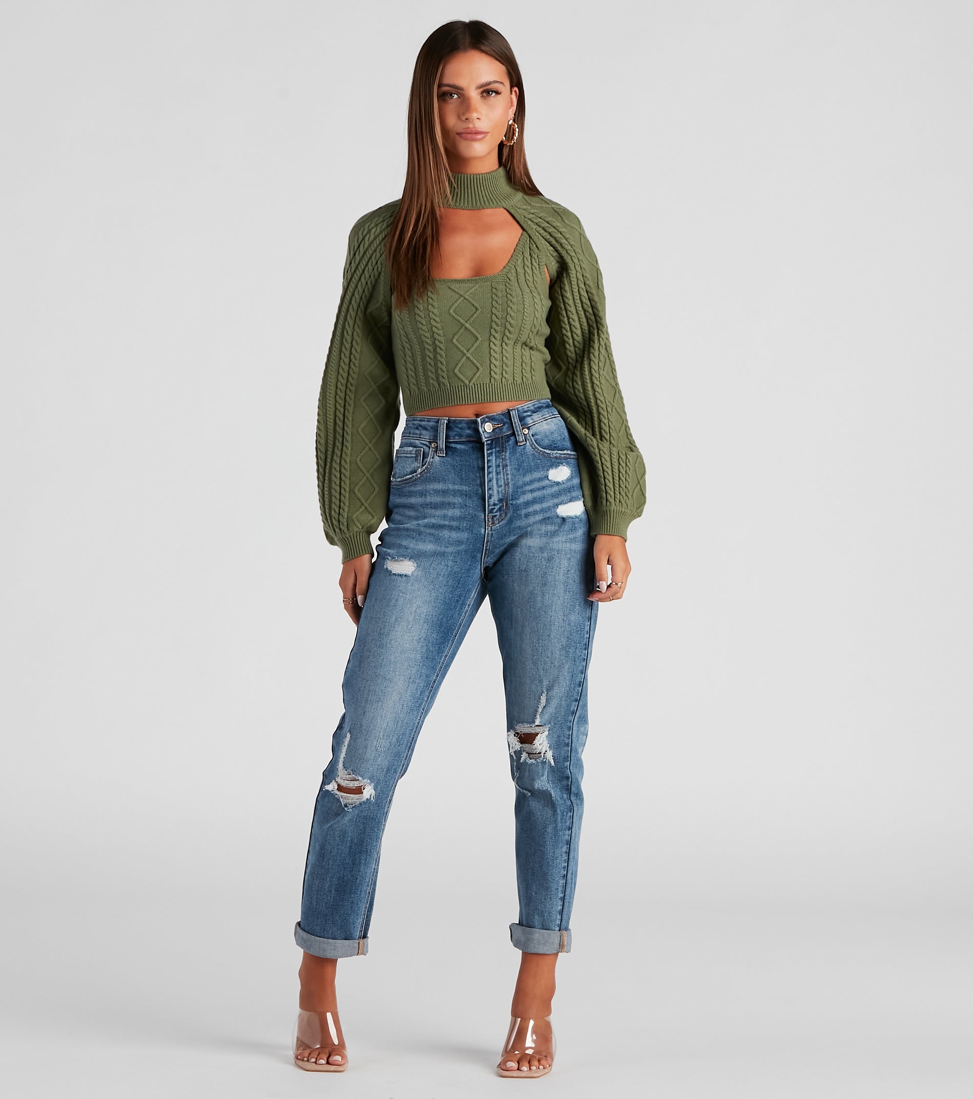 Autumn Harvest Mock Neck Sweater Top