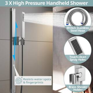 EVERSTEIN 1-Spray Dual Shower Head and Handheld Shower 2.5 GPM with LED in Brushed Nickel SFS-1025-NK