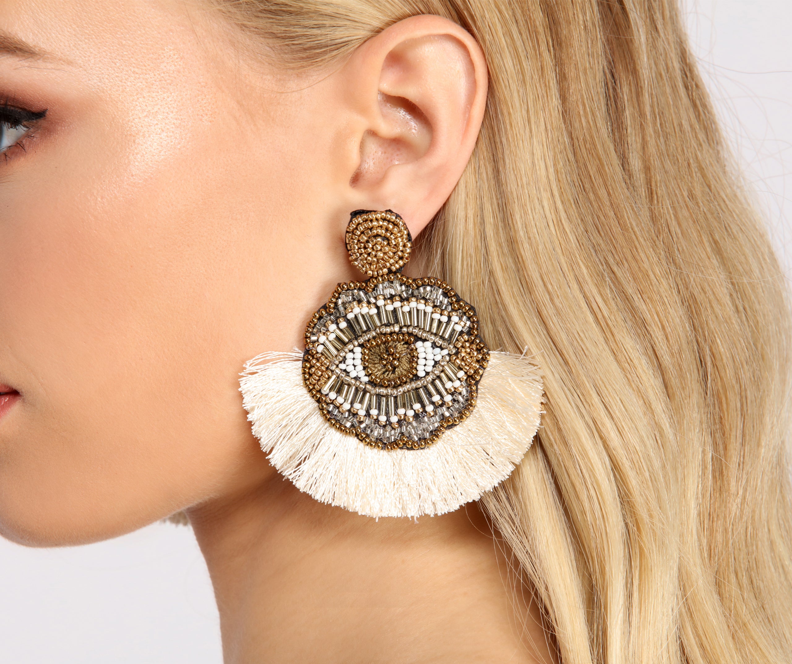 Eyes On You Beaded Tassel Earrings