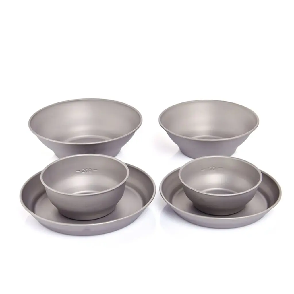 Outdoor Titanium Tableware Pure Titanium Single layer Camping Dishes Lightweight Hiking Camping Tableware Set