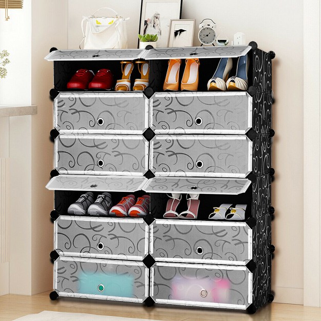 Costway 12 Cubic Portable Shoe Rack Shelf Cabinet Storage Closet Organizer Home Furni