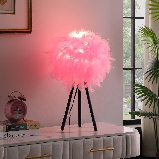 Hot Pink Feather Shade Tripod Modern Metal Table Lamp Ore International