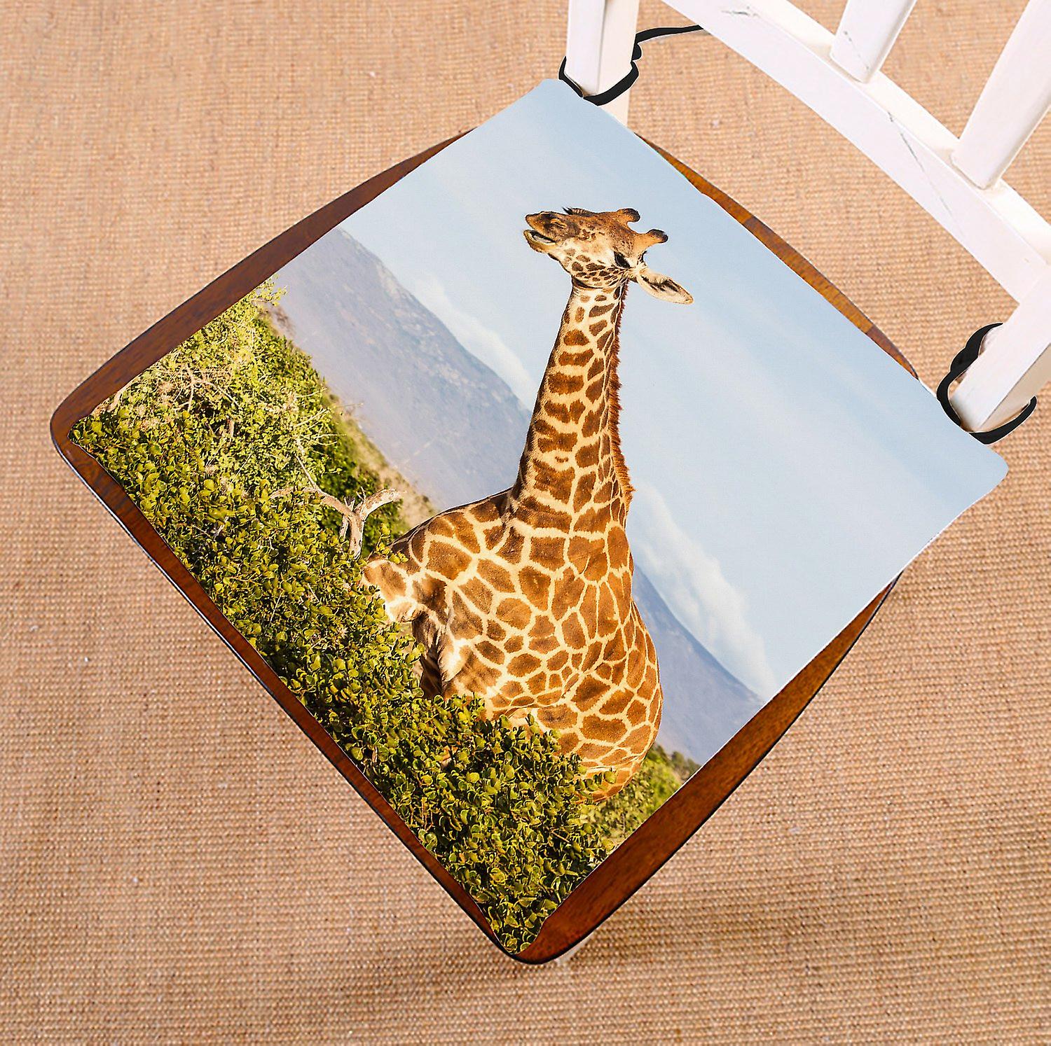 Mountain Chair Pad， African Wild Animal Cute Lovely Giraffe In Sunset Time Seat Cushion Chair Cushion Floor Cushion 45x45 Cm