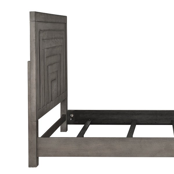 Modern Farmhouse Dusty Charcoal Distressed Queen Panel Headboard - - 28069584