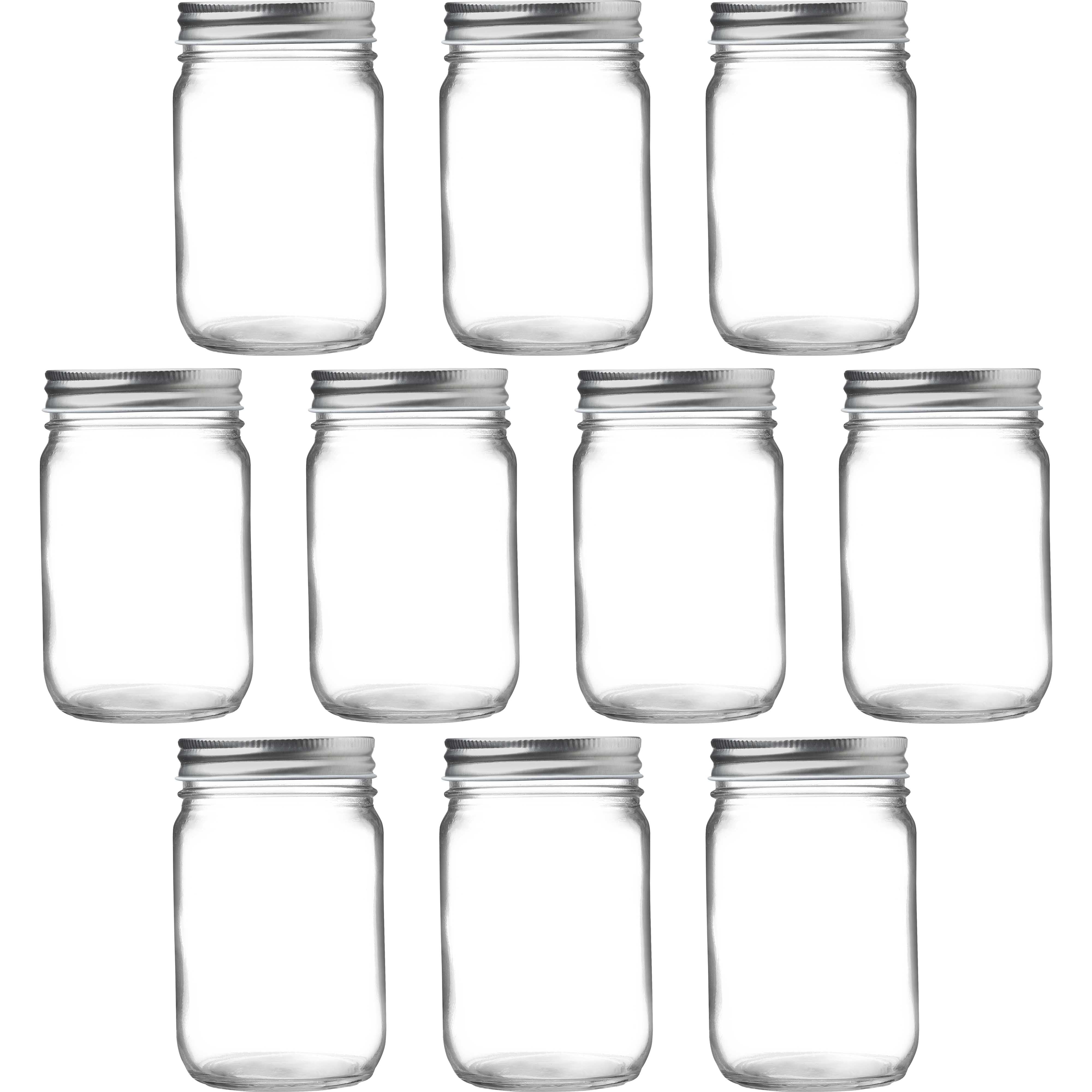 10 Decorating Mason Jars Set， 12 oz. - Canning， Aluminum Lid - Clear