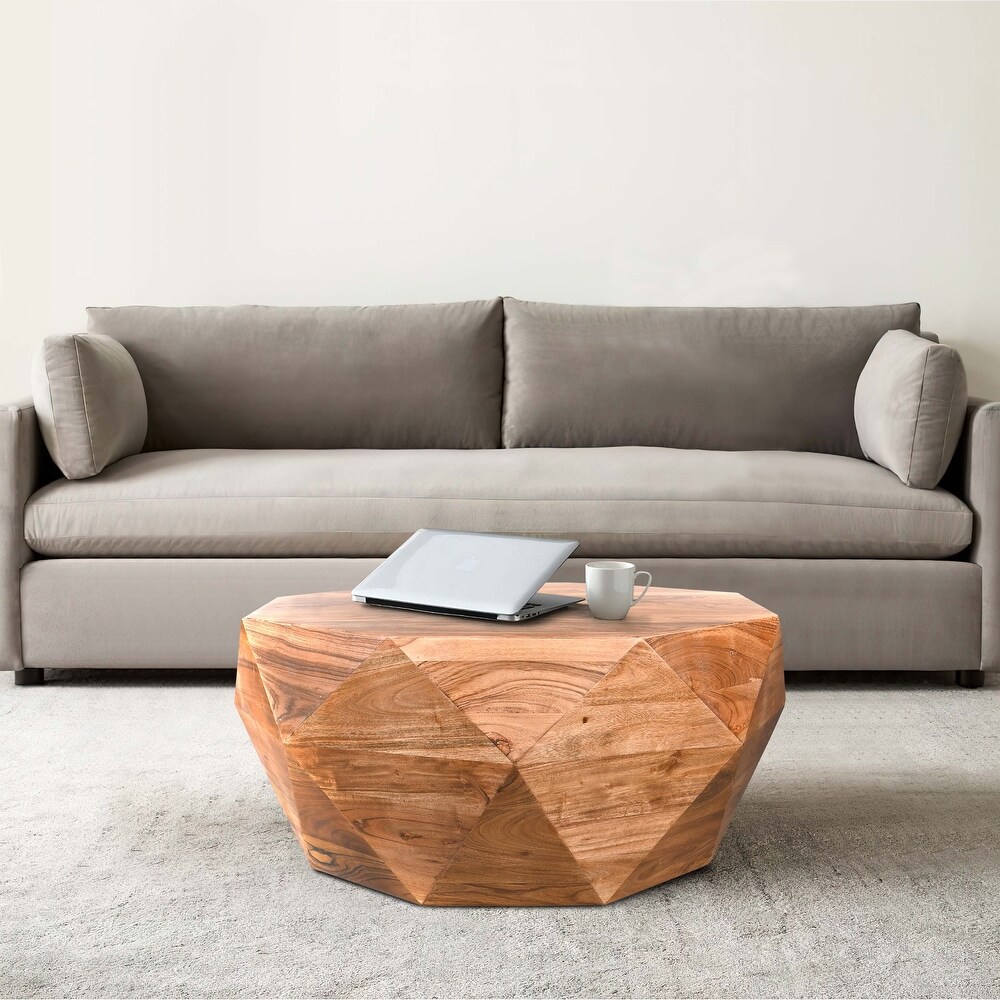 Diamond Shape Acacia Wood Coffee Table With Smooth Top  Dark Brown