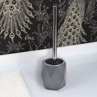 Diamond 4-Pieces Bath Accessory Set with Soap Pump Tumbler Soap Dish and Toilet Brush Holder in Stoneware Grey SET4DIAMOND6180181