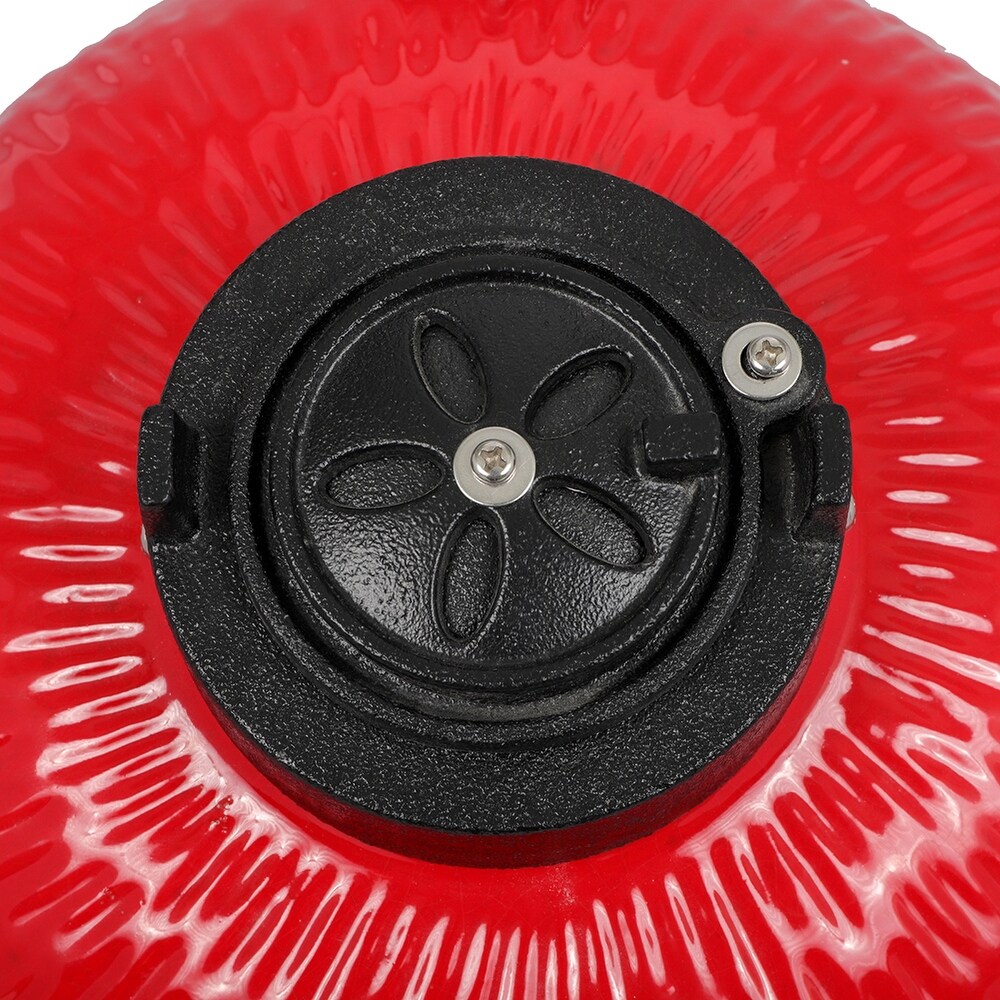 13in Round Ceramic Charcoal Grill Red
