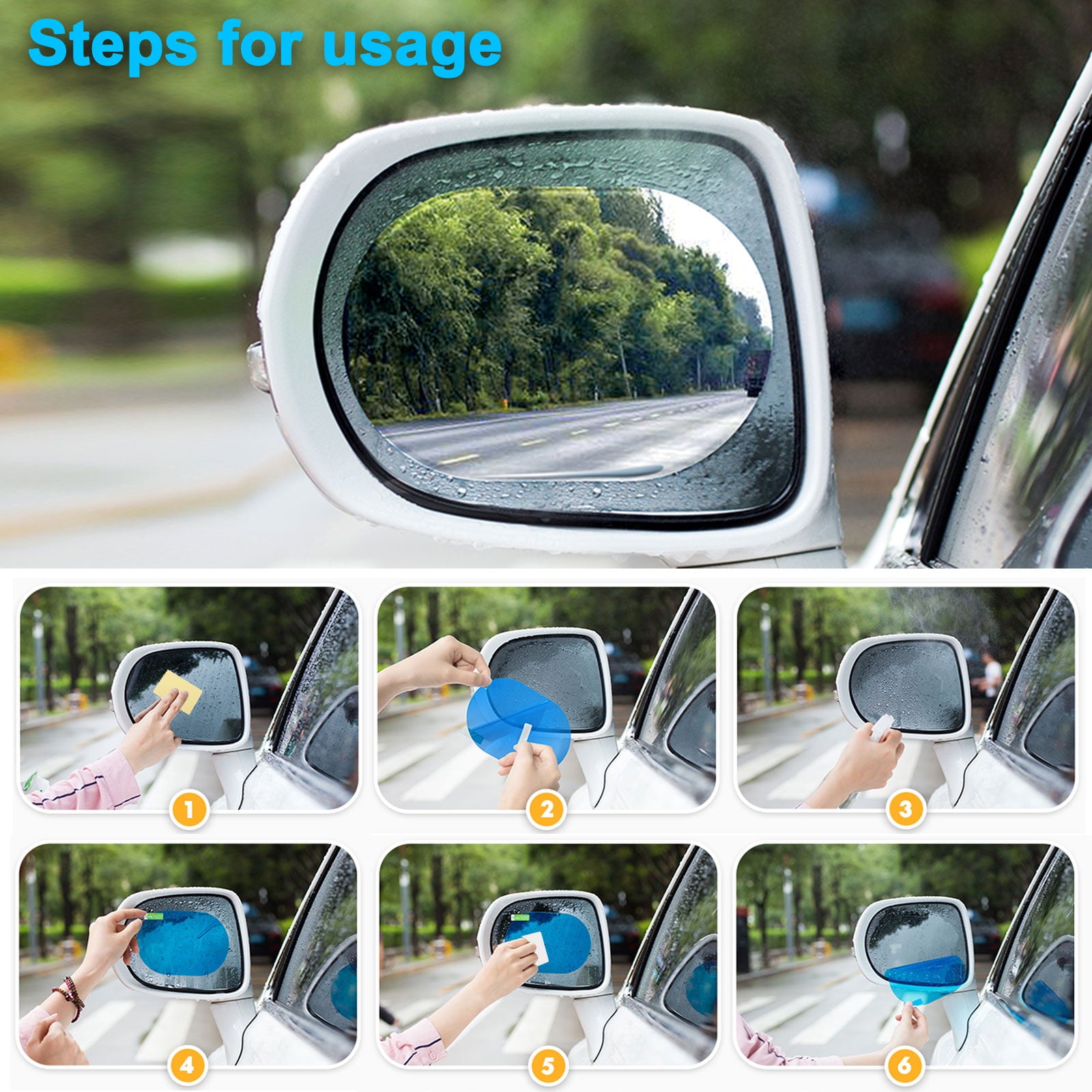 4pcs Car Rearview Mirror Film， EEEkit Car Side View Mirror HD Nano Film， Anti Fog Glare Rainproof Mirror Window Film for Car Side Mirrors Windows， Protective Film Sticker Drive Safely for Cars