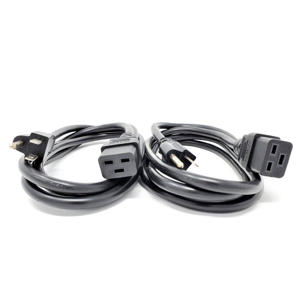 Micro Connectors Inc 6 ft. C19 to NEMA 5-15P AC Power Cord in 14AWG3 Conductors-Black (2 per Box) M05-117UL-2P