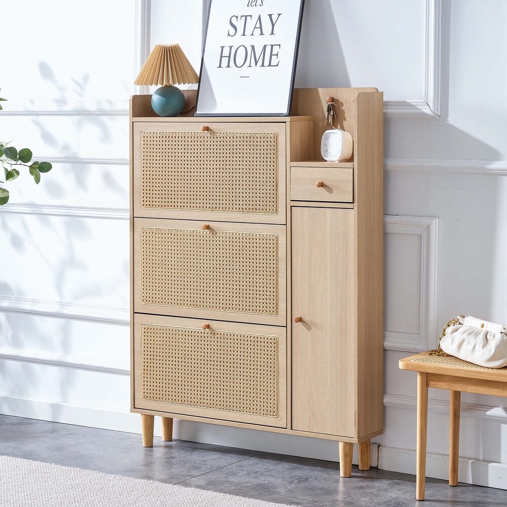 Modern rattan storage cabinet in bedroom porch living room