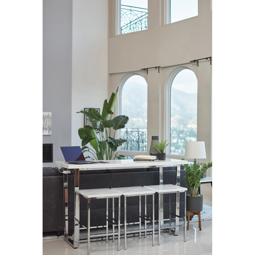 Ledesma White Marble 4 Piece Counter Height Dining Set