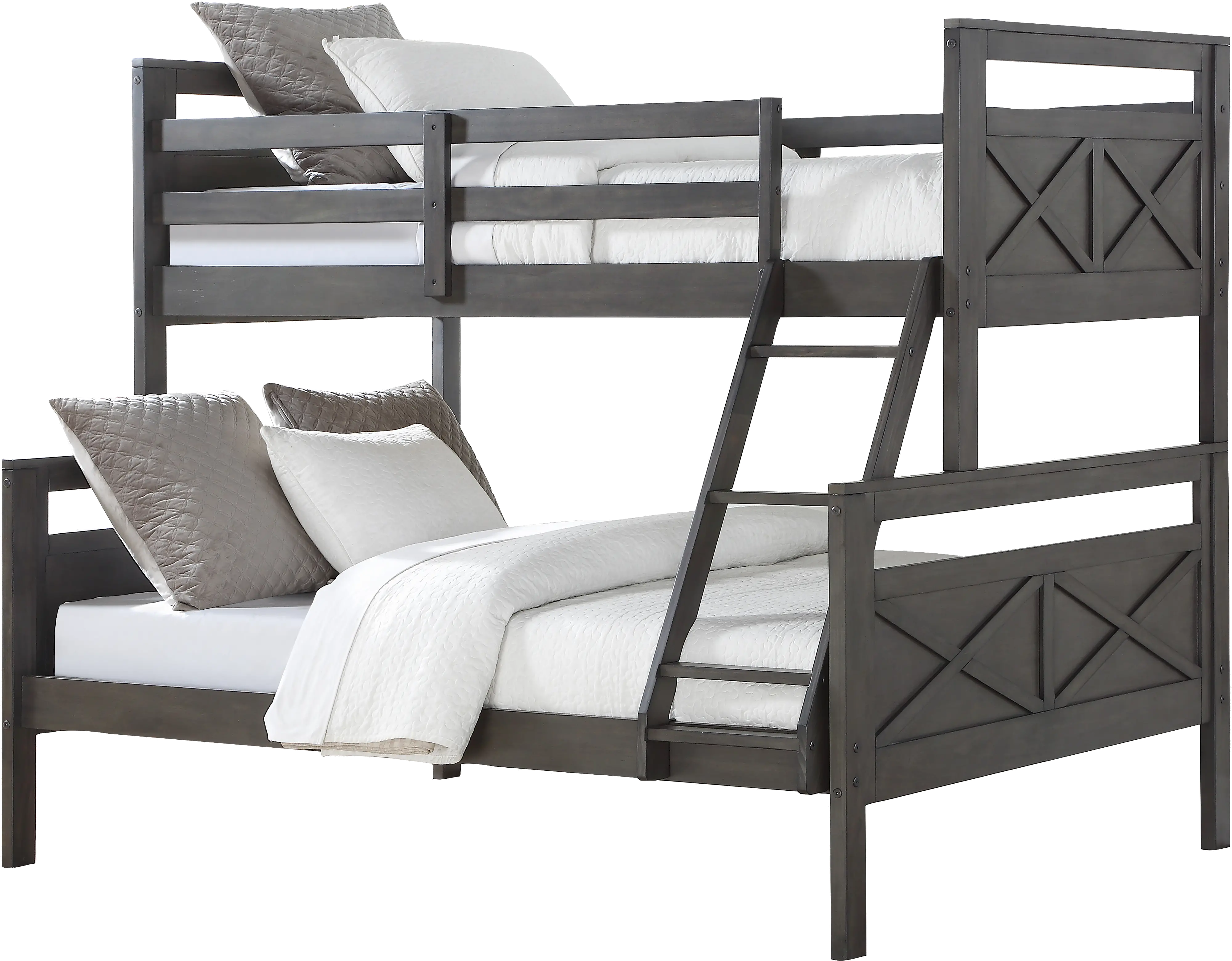 Contemporary Rustic Gray Twin over Full Bunk Bed