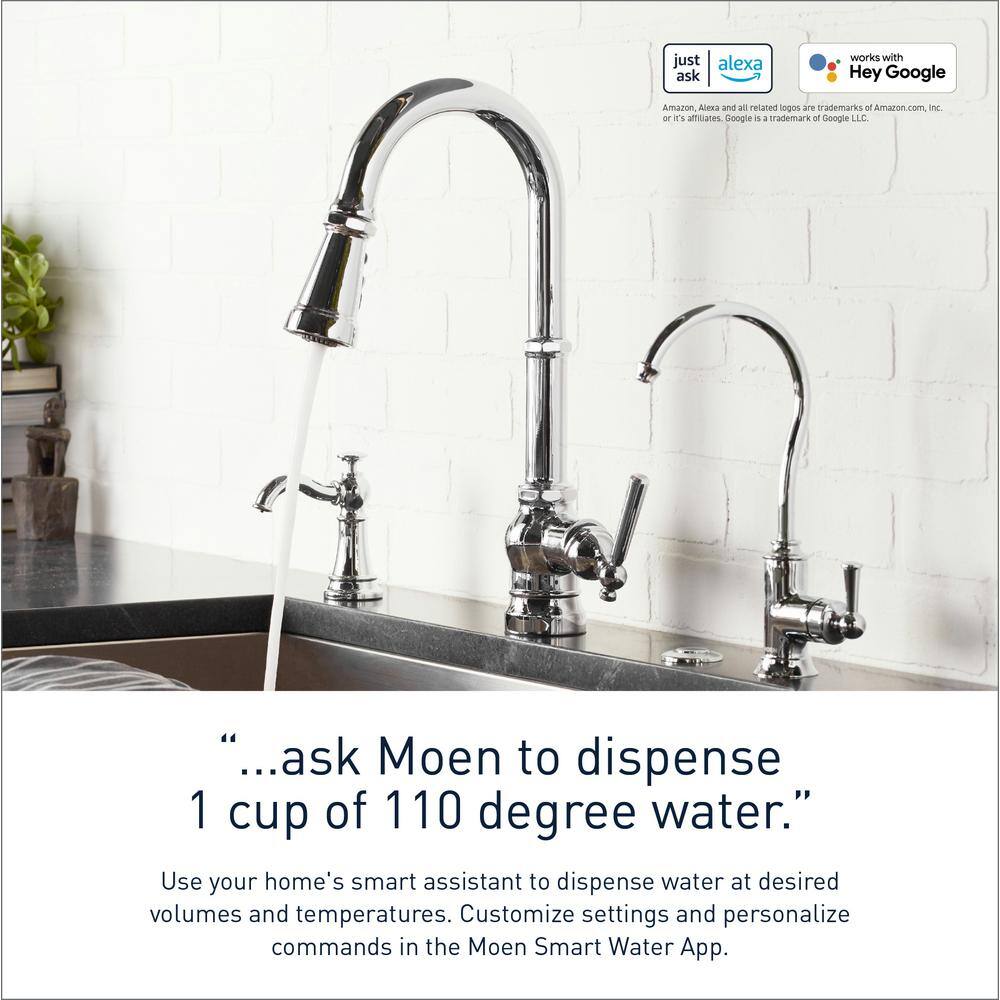 MOEN Paterson Single-Handle Smart Touchless Pull Down Sprayer Kitchen Faucet with Voice Control  Power Boost in Matte Black S72003EVBL