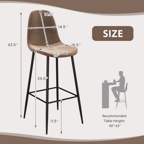 Costway 29.5 Inches High Back Bar Stools Set of 2 ...