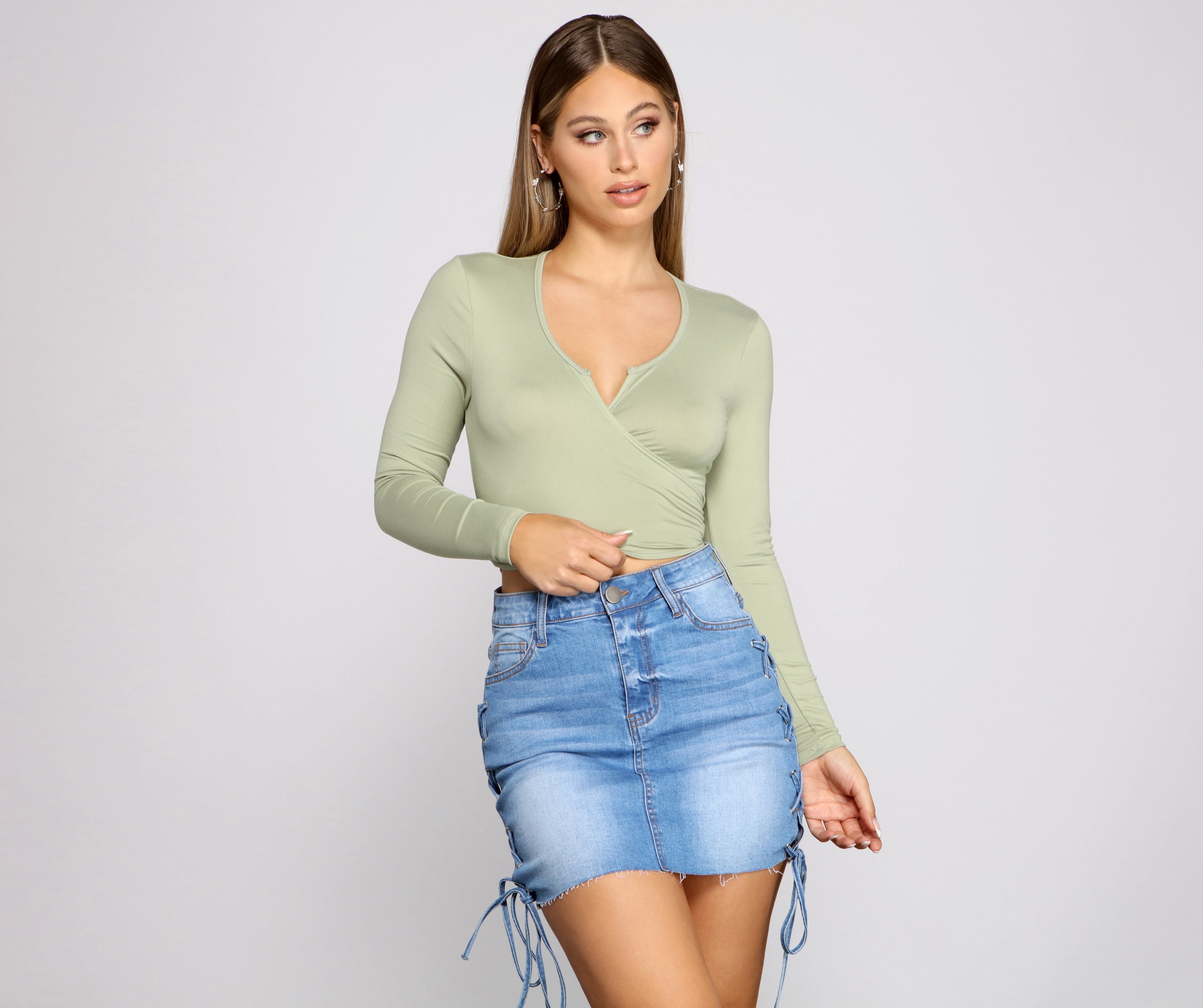 Falling For Basics Tie-Front Top