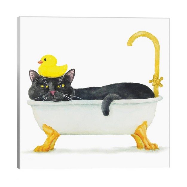 Bathing Black Cat By Alexey Dmitrievich Shmyrov Unframed Wall Canvas Icanvas