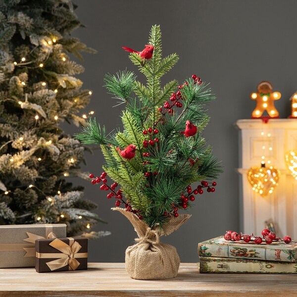 Glitzhome 20H Christmas Floral Table Tree Decor