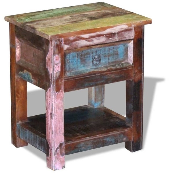 Side Table with 1 Drawer Solid Reclaimed Wood 17