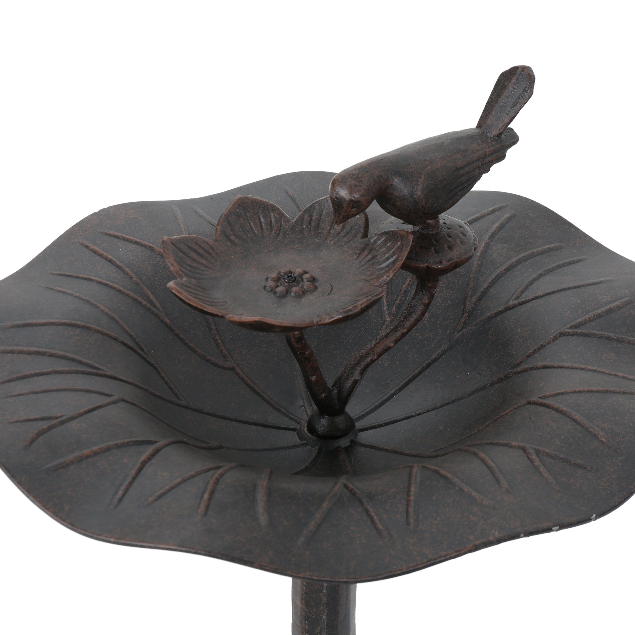 Lancaster Outdoor Aluminum Top Bird Bath with Iron Base, Bronze Finished