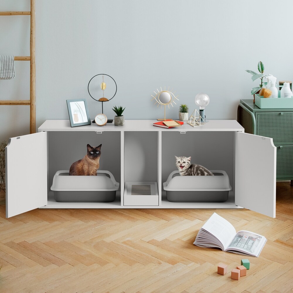 Cat Litter Box EnclosureModern Large Cat Washroom Storage Cabinet   43.3\