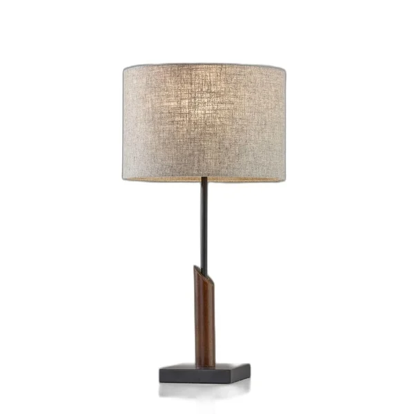 Sculptural Wood Black Metal Table Lamp - 12 x 12 x 22.5