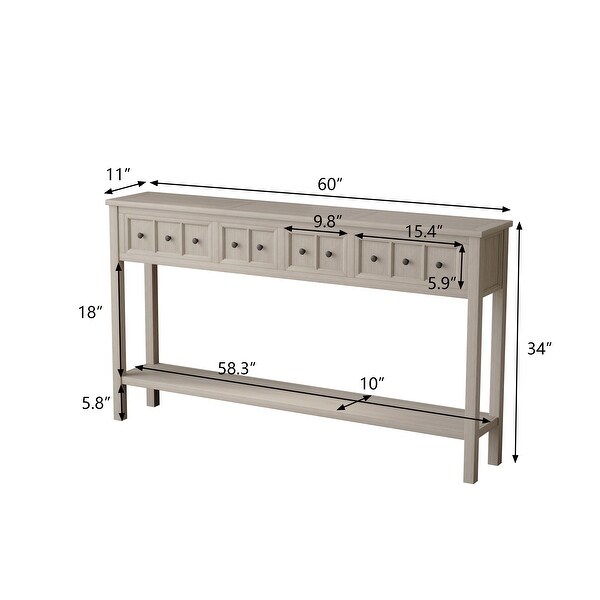 Entryway Console Table， Long Sofa Table with Drawers and Bottom Shelf