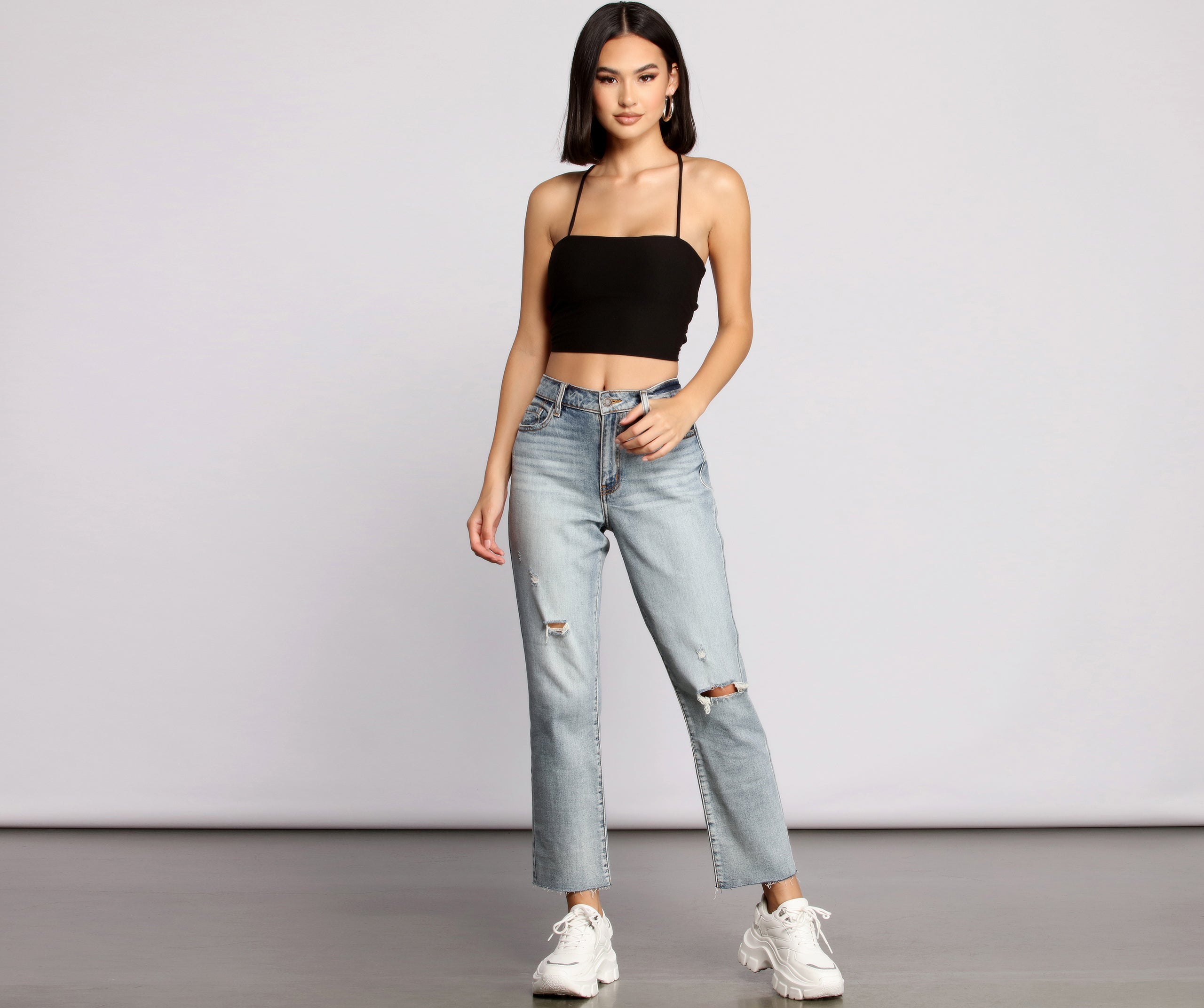 Step Up Crop Lace-Up Top