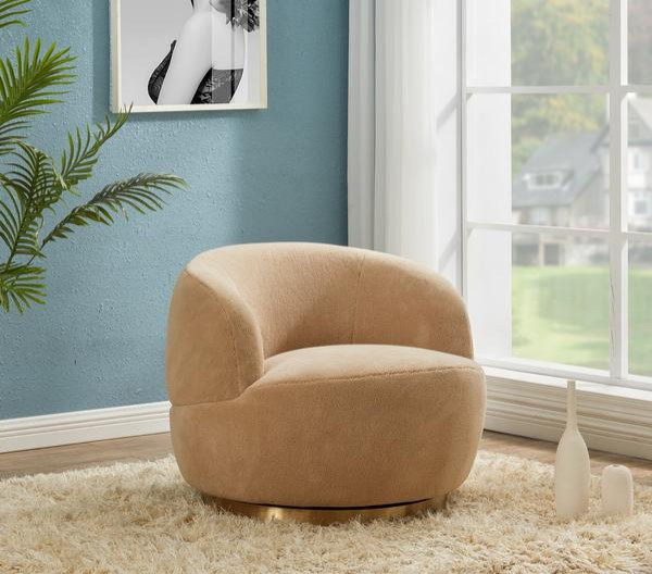 Tessa Faux Lamb Wool Swivel Chair   Contemporary   Armchairs And Accent Chairs   by AED Luxury Home Decor  Houzz