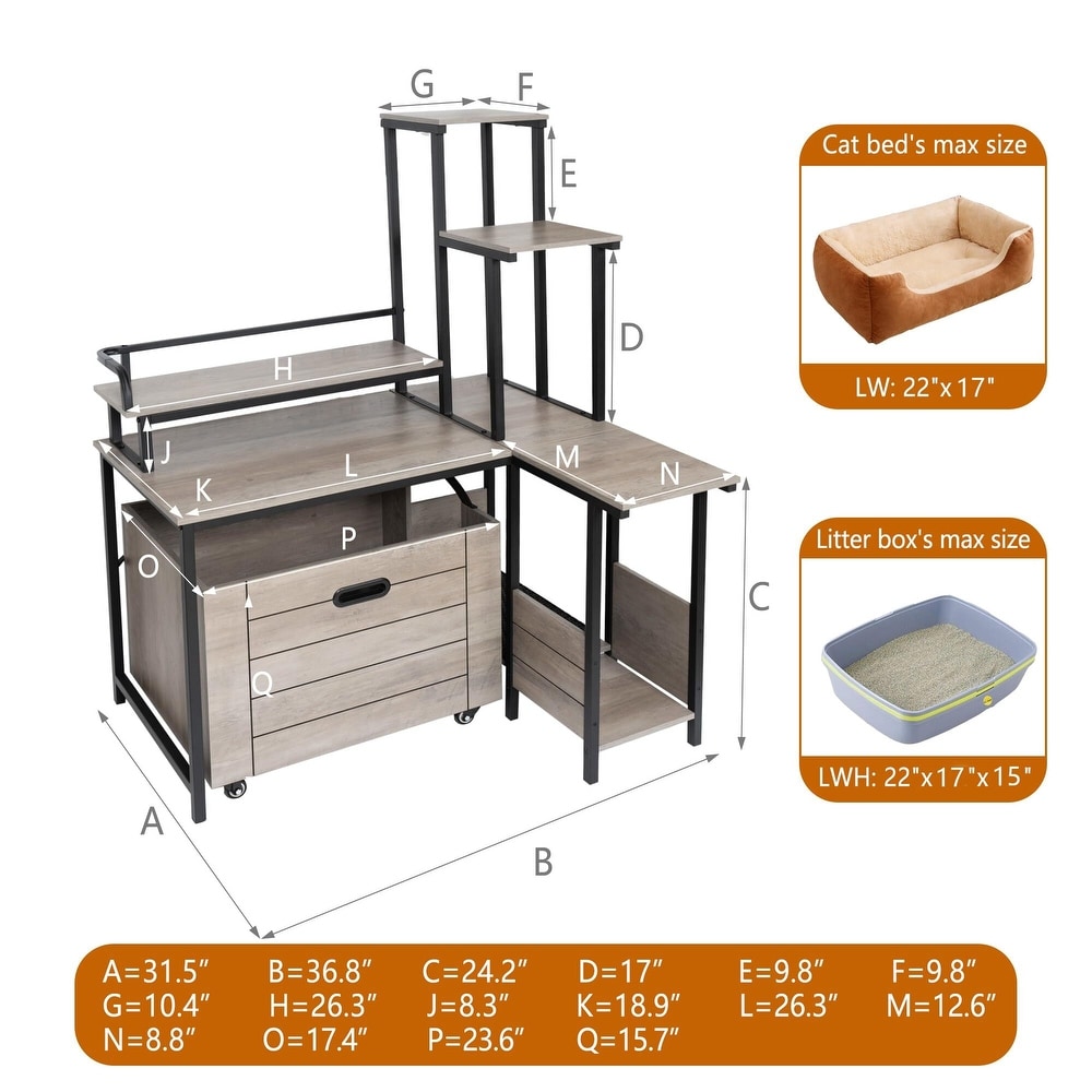 Cat Litter Box Enclosure Furniture with Flower Stand