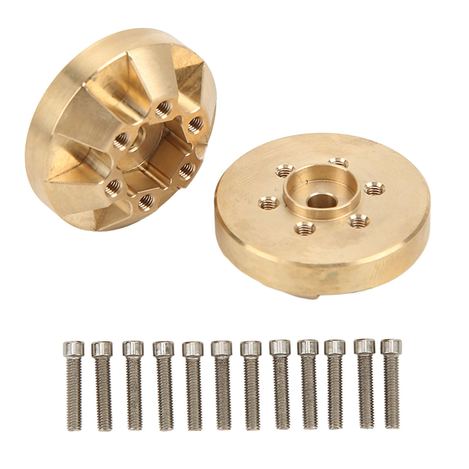 1pair Rc Car Brass Wheel Hex Hub 12mm For 1/10 Remote Control Car For Axial Scx10 Golden